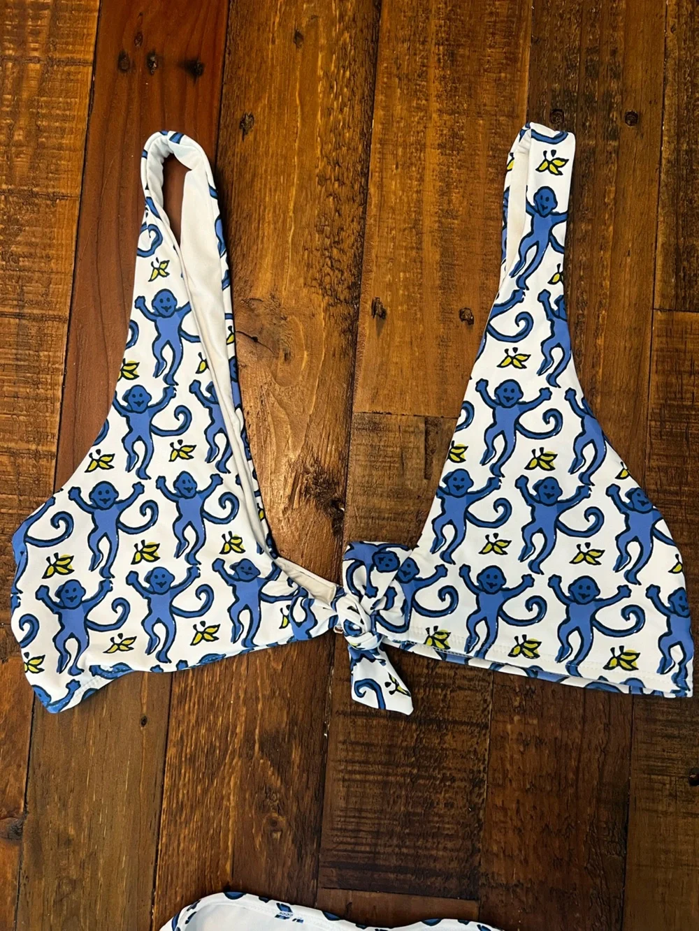 Roller Rabbit White and Blue Pattern Bikini Top